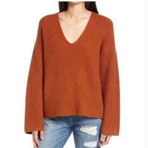 Bell Sleeve Rib Stitch Sweater